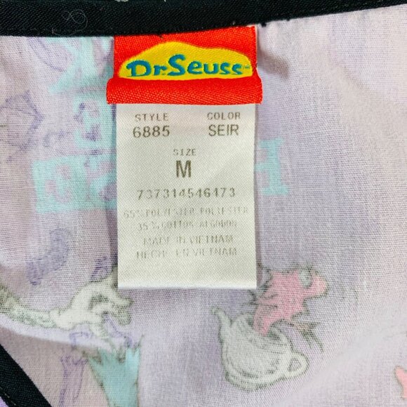 Dr Seuss Scrub Top Size M Cat In Hat Rock Mock Wrap Healthcare EVS Work Uniform - Picture 4 of 15